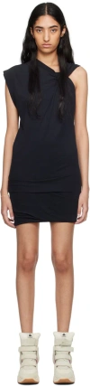 Isabel Marant Marielle Draped Cotton Minidress In Black