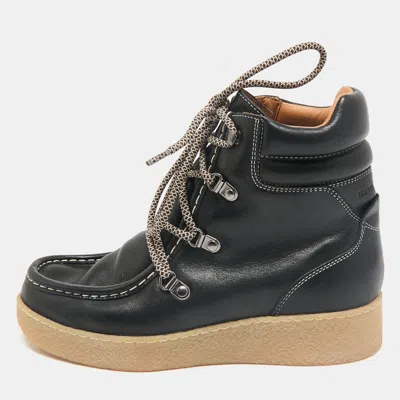 Pre-owned Isabel Marant Black Leather Alpica Ankle Length Boots Size 37