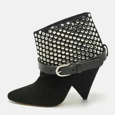 Isabel Marant Black Leather And Suede Studded Ankle Length Boots