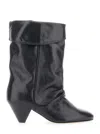 Isabel Marant Dalby Black Ankle Boots With Cone Heel And Gathered Details In Leather Woman In Black