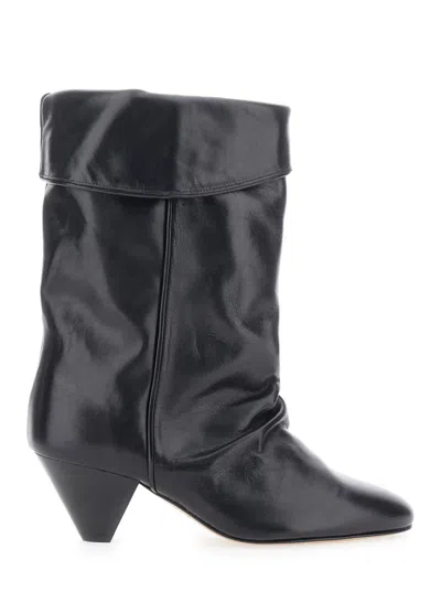 ISABEL MARANT BLACK LEATHER ANKLE BOOTS