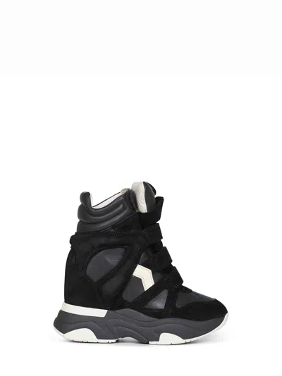 Isabel Marant Balskee Leather And Suede High-top Wedge Sneakers In Black