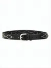 Isabel Marant Black Leather Belt With Silver Stud Detailing In Brown