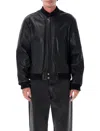Isabel Marant Ribbed Leather Bomber Jacket In Black