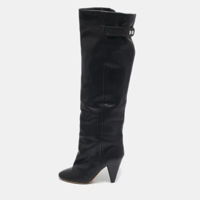 Pre-owned Isabel Marant Black Leather Knee Length Boots Size 38
