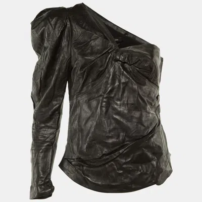 Pre-owned Isabel Marant Black Leather One-shoulder Top M