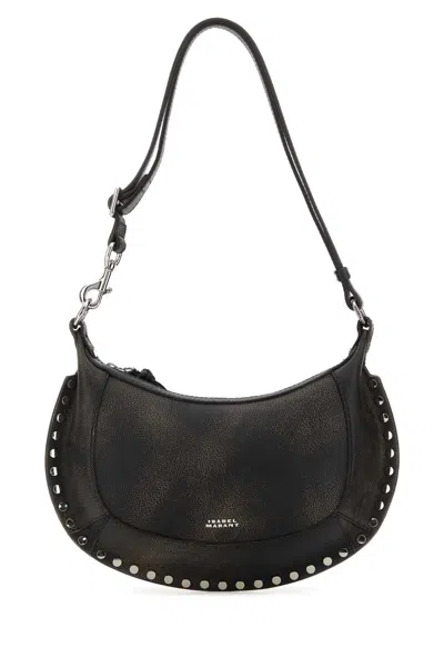 Isabel Marant Black Leather Oskan Moon Shoulder Bag