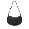Isabel Marant Black Leather Oskan Moon Shoulder Bag In Brown