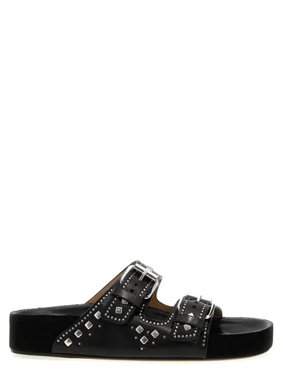 Isabel Marant 'lennyo' Black Sandals With Stud Embellishments And Moulded Footbed In Leather Woman