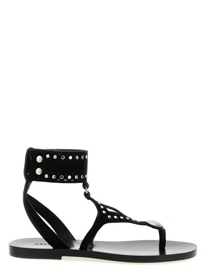 ISABEL MARANT BLACK LEATHER SANDALS