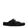 Isabel Marant Black Leather Slippers Sandals In Black