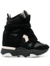 Isabel Marant Balskee Leather And Suede High-top Wedge Sneakers In Black