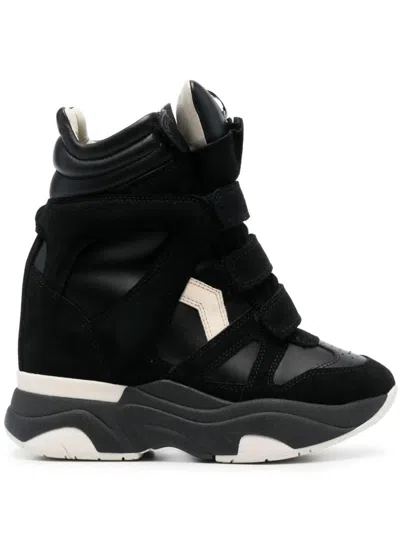 ISABEL MARANT BLACK LEATHER SNEAKERS