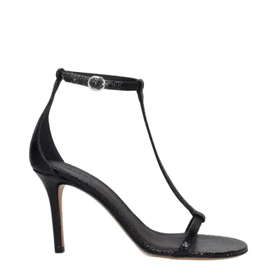 Isabel Marant Black Leather Stiletto Heel Women's Sandals