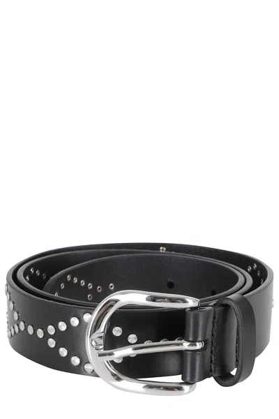 Isabel Marant Black Liliana Gb Studded Leather Belt