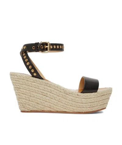 ISABEL MARANT BLACK LOGO WEDGE SANDALS