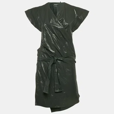 Pre-owned Isabel Marant Black Lurex Cotton & Linen Wrap Dress M