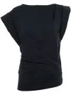 Isabel Marant Maisan Draped Cotton T-shirt In Black