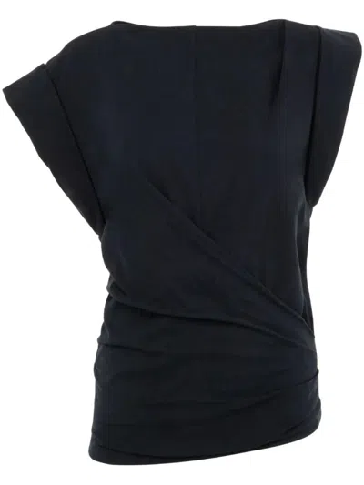 Isabel Marant Black Maisan Draped Cotton T-shirt