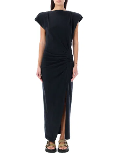 Isabel Marant Cotton Nadela Dress Cap Sleeves Midi Length In Black