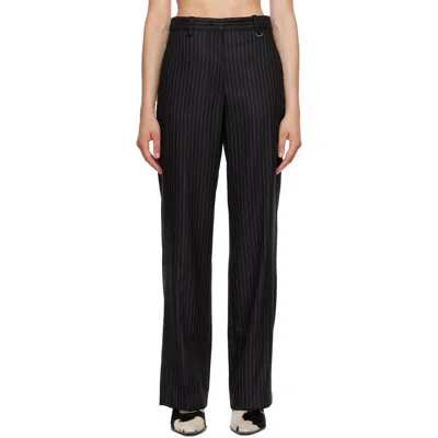 Isabel Marant Noanda Striped Wool-blend Straight-leg Pants In Black