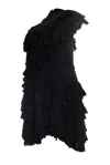 Isabel Marant Black One Shoulder Ruffle Dress In Black
