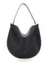 Isabel Marant Oskan Studded Grainy Leather Shoulder Bag In Black