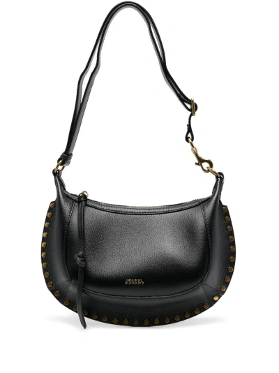 ISABEL MARANT BLACK OSKAN MOON LEATHER SHOULDER BAG