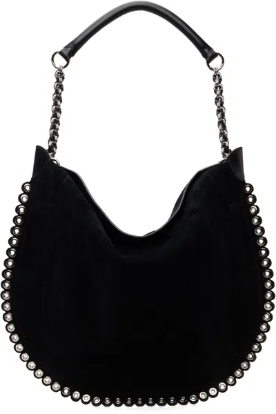 Isabel Marant Oskan Eyelet-embellished Suede Shoulder Bag In Black