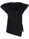 Isabel Marant Boat Neck Cap Sleeve Top With Shoulder Pads In Black