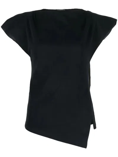 ISABEL MARANT BLACK PADDED ASYMMETRIC T-SHIRT