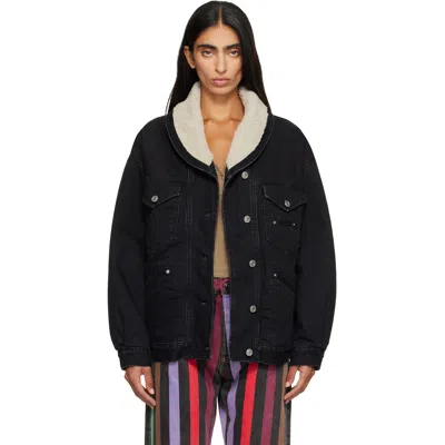 Isabel Marant Black Pimia Denim Jacket In 02fk Faded Black