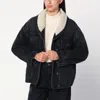 Isabel Marant Pimia Jacket In Denim And Faux Fur In Black