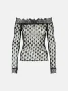 Isabel Marant Sheer Lace Off-shoulder Knit Sweater In Gray