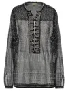 Isabel Marant 'nickie' Sheer Fabric Embellished Blouse With Keyhole Back In Black