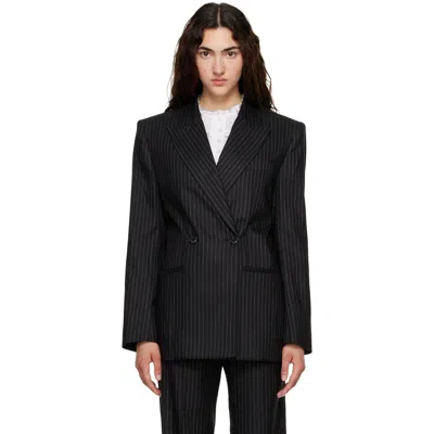 Isabel Marant Black Ranya Stripe Wool Blazer In 01bk Black