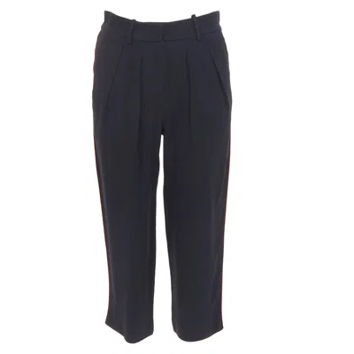 Pre-owned Isabel Marant Black Red Piping Pleated Straight Cut Capri Pants Fr36 S