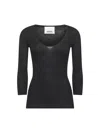 Isabel Marant Black Ribbed Crepe Knit Felicia Top In Black