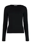 ISABEL MARANT BLACK RIBBED MERINO WOOL SWEATER FOR WOMEN