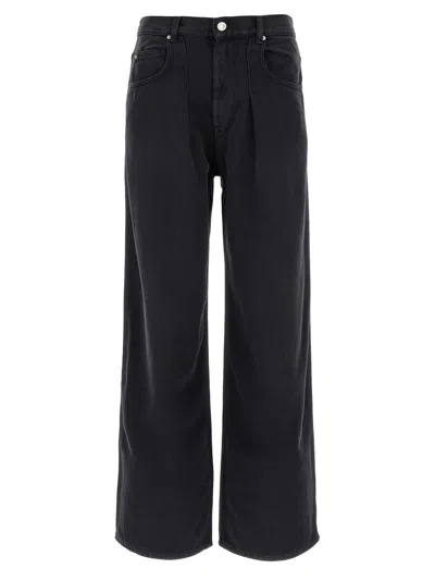 Isabel Marant Distressed Denim Trousers With Wide-leg Design In Black