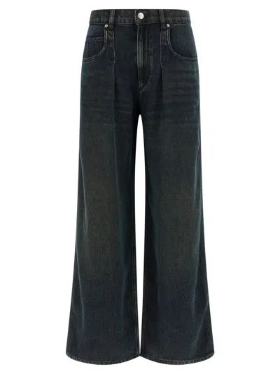 Isabel Marant Women 'rodayna' Blue Jeans With Logo Patch On The Rear  In Denim Woman