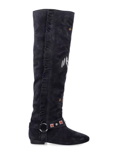 Isabel Marant Women's Slava Suede Boot In Faded Black
