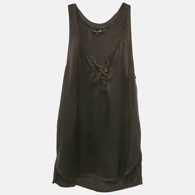 Isabel Marant Black Satin Lace-up Tank Top