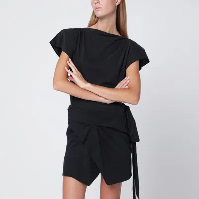 Isabel Marant Black Sebani Asymmetrical T-shirt In Animal Print