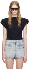 Isabel Marant Sebani Padded Asymmetric T-shirt In 01bk Black