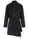 Isabel Marant Dots Print Wrap Dress Belted Waist In Black