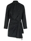 Isabel Marant Dots Print Wrap Dress Belted Waist In Black