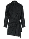 Isabel Marant Dots Print Wrap Dress Belted Waist In Black