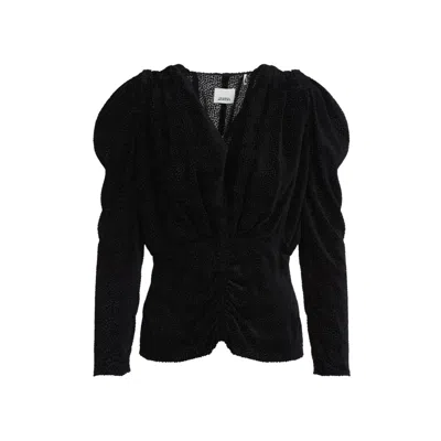 Isabel Marant Black Silk Velvet Marlin Blouse