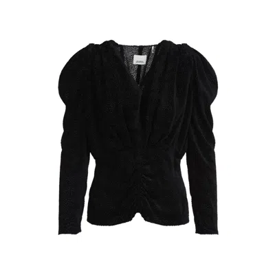 ISABEL MARANT ISABEL MARANT BLACK SILK VELVET  MARLIN BLOUSE